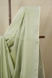 Pista Green Plain Tissue Linen Saree With Tassels - SRPGPTLS293
