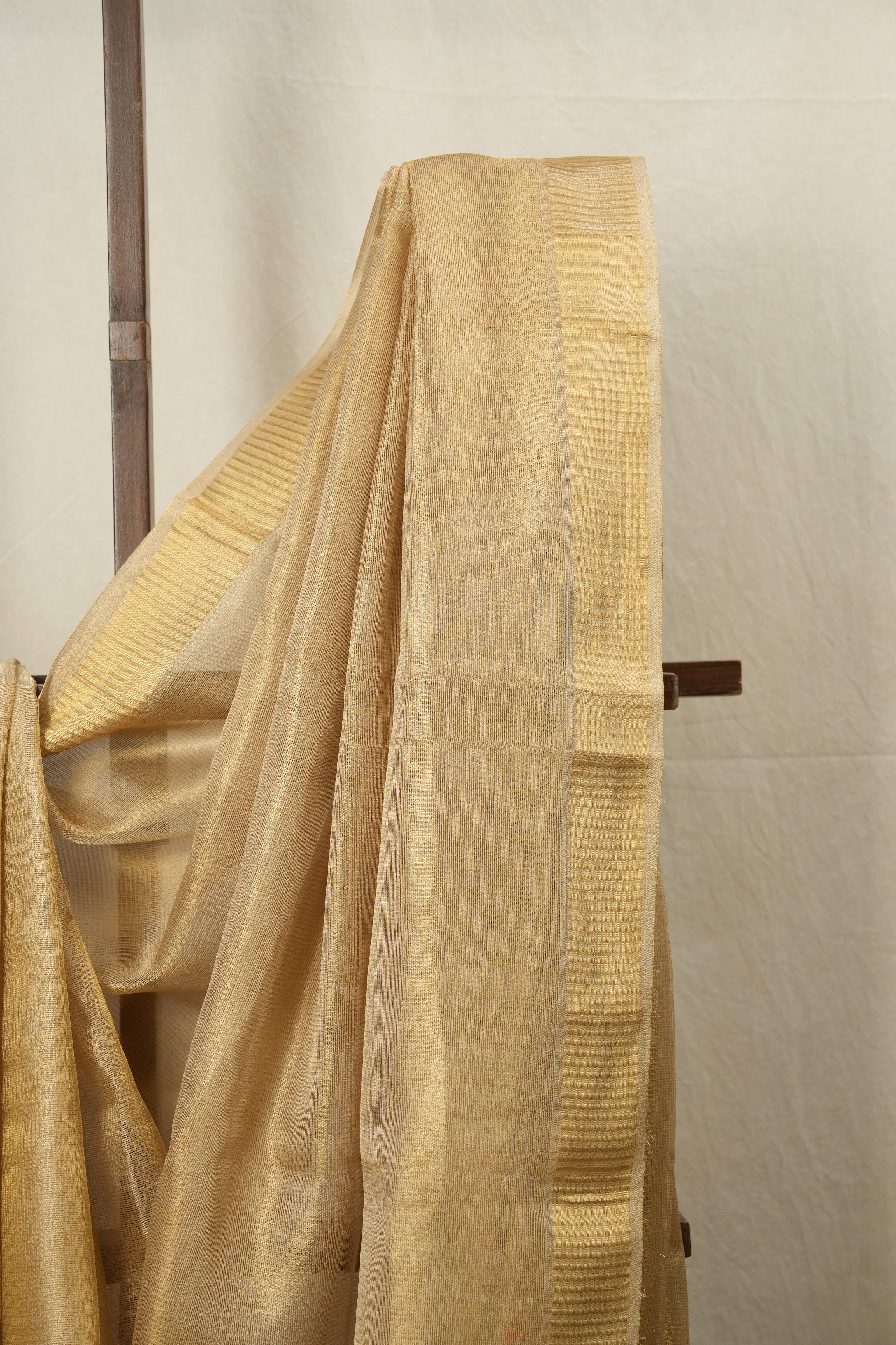 Beige Gold Tissue Tussar Silk Saree - SRBGTTSS536
