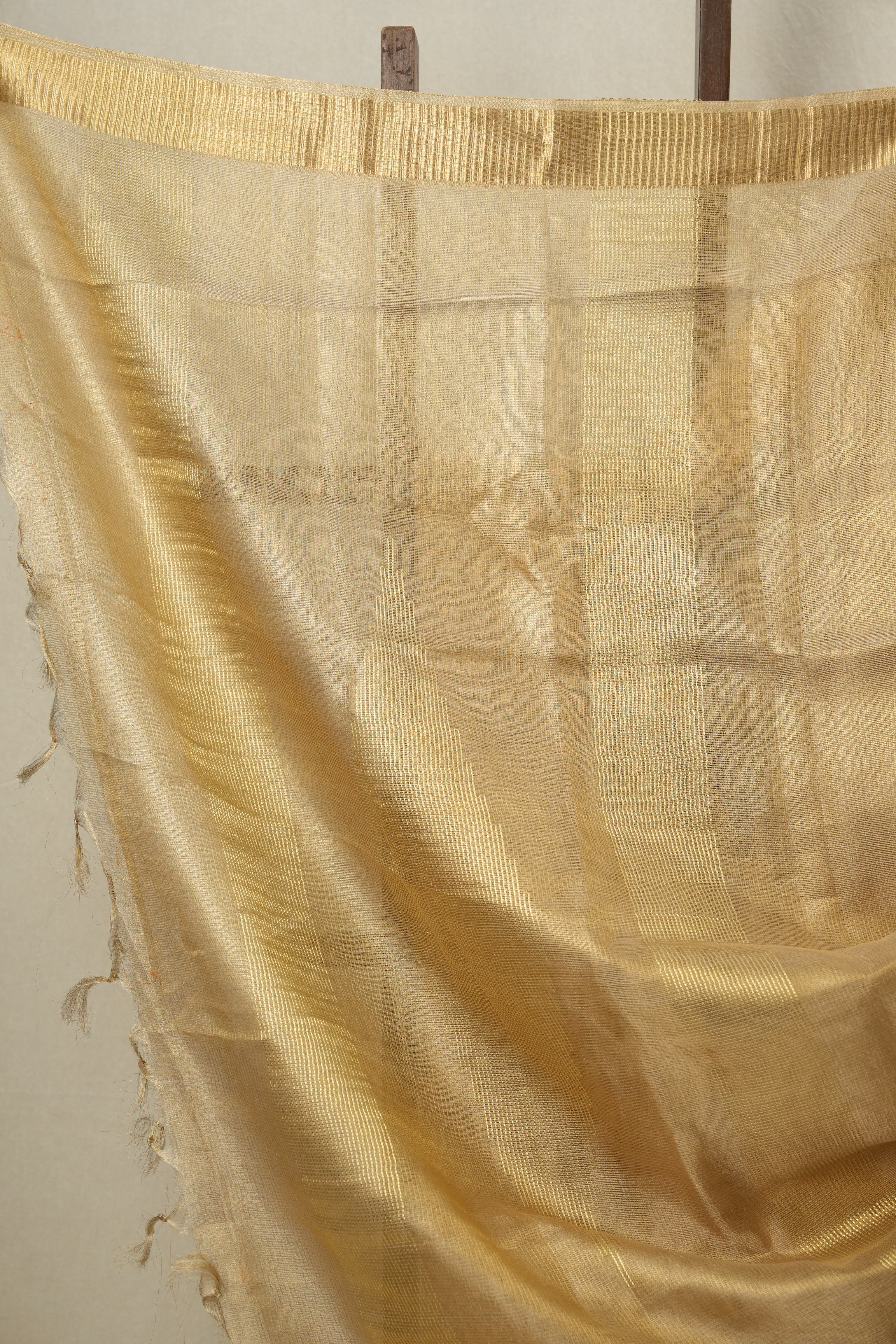Beige Gold Tissue Tussar Silk Saree - SRBGTTSS536
