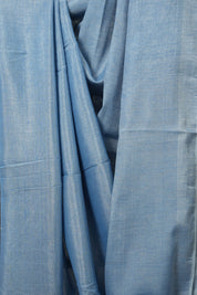 Sky Blue Tissue Linen Saree With Tassels - SRSBTLS276