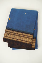 Teal Blue Kanchi Cotton Saree - SRTBKCS1449