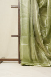 Pista Green Tissue Tussar Silk Saree - SRPGTTSS535