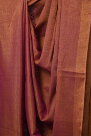 Pink Gold Plain Tissue Linen Saree With Tassels - SRPGPTLS294