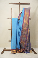 Sky Blue Gadwal Cotton Silk Saree - SRSBGCSS167