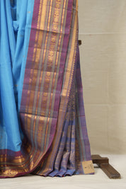 Sky Blue Gadwal Cotton Silk Saree - SRSBGCSS167