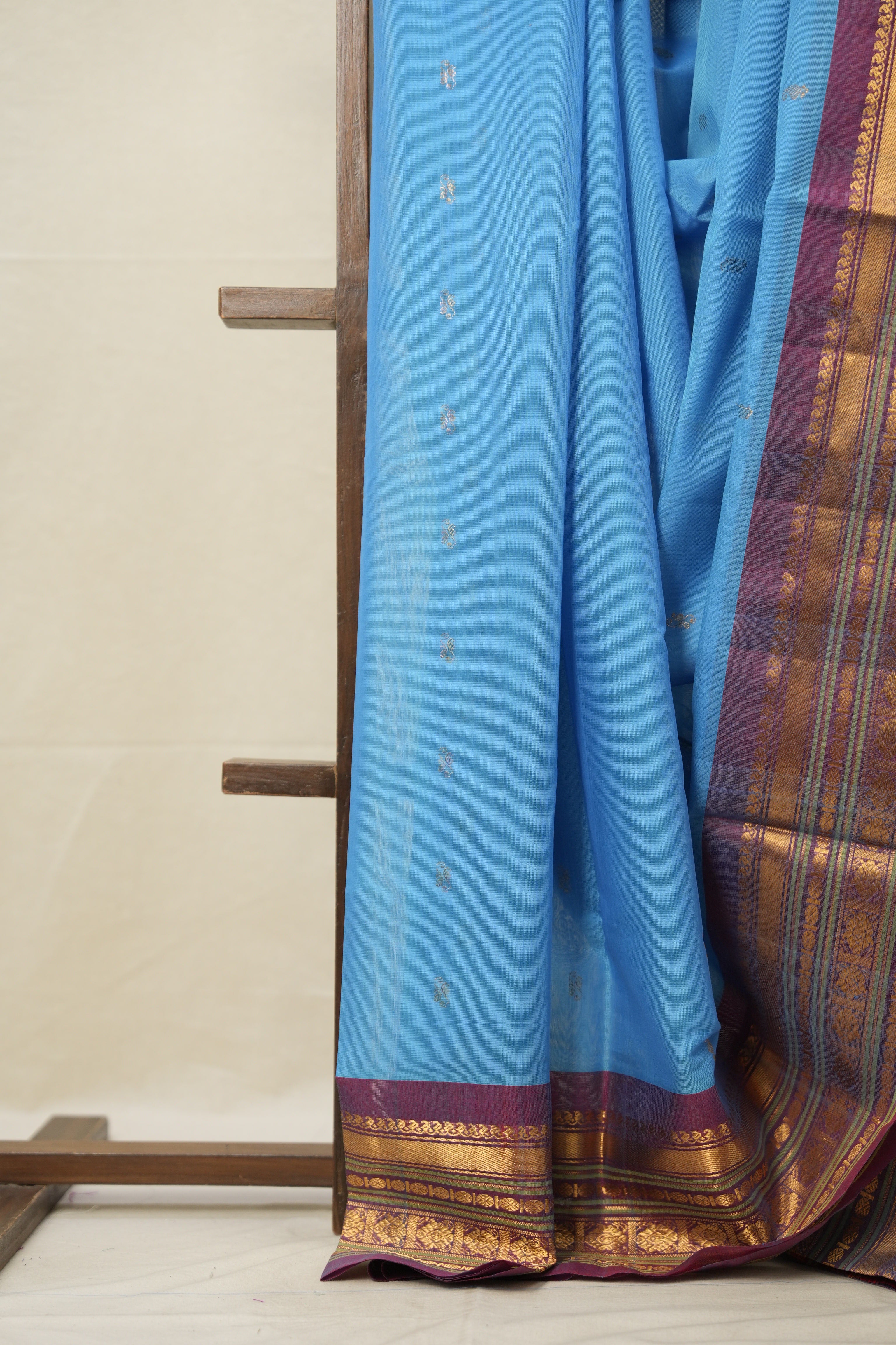 Sky Blue Gadwal Cotton Silk Saree - SRSBGCSS167