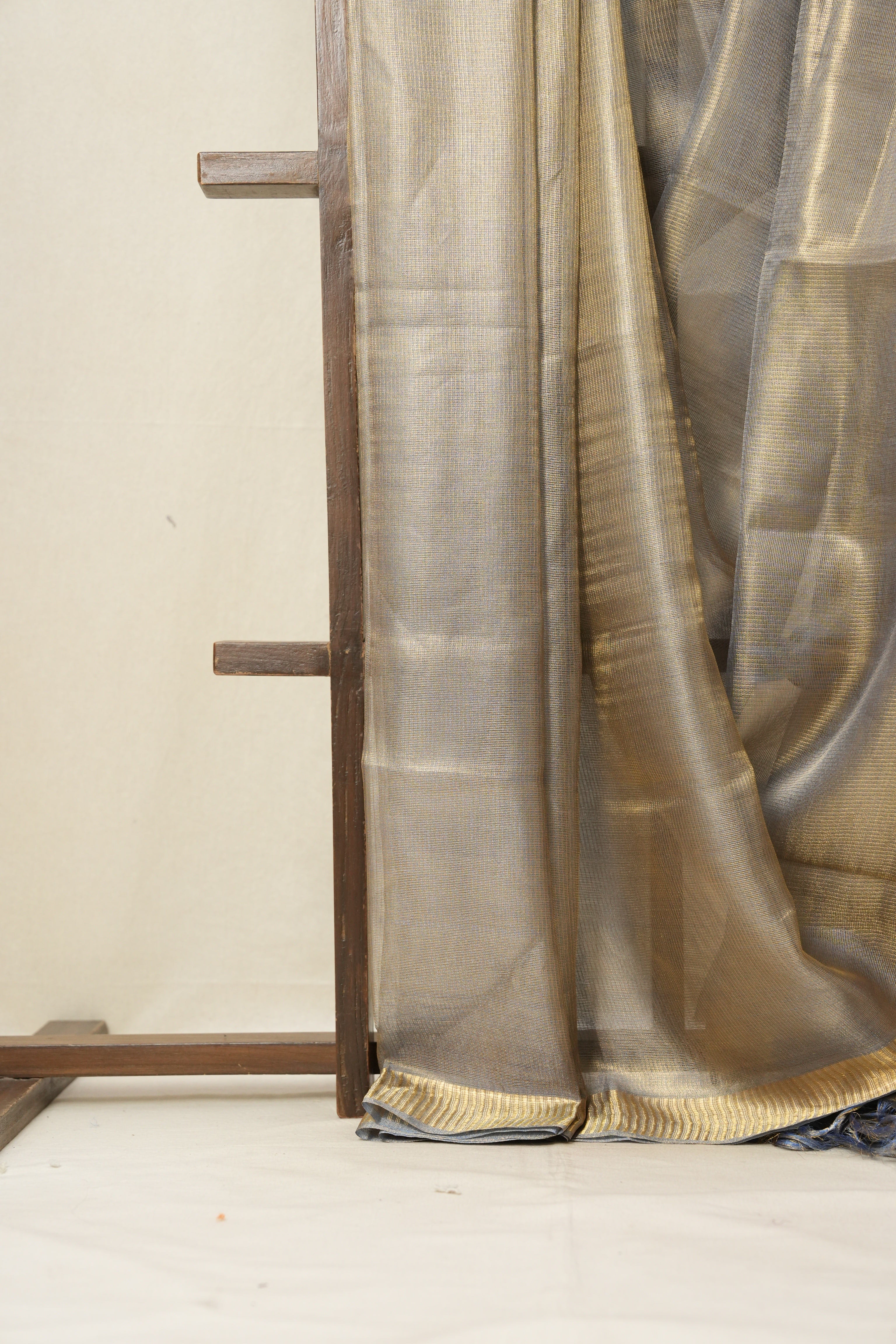 Golden Blue Tissue Tussar Silk Saree - SRGBTTSS538