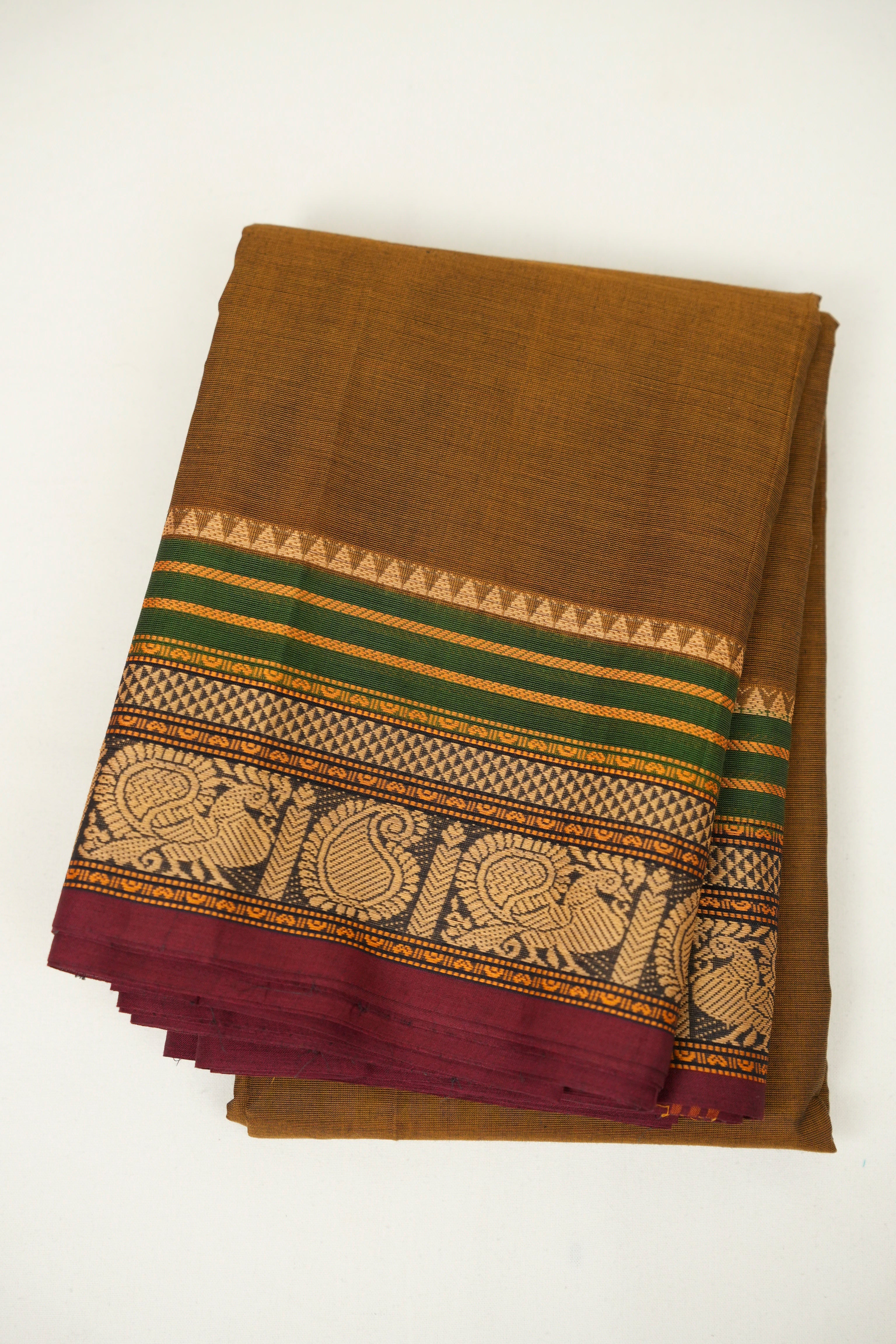 Brown Kanchi Cotton Saree - SRBKCS1478