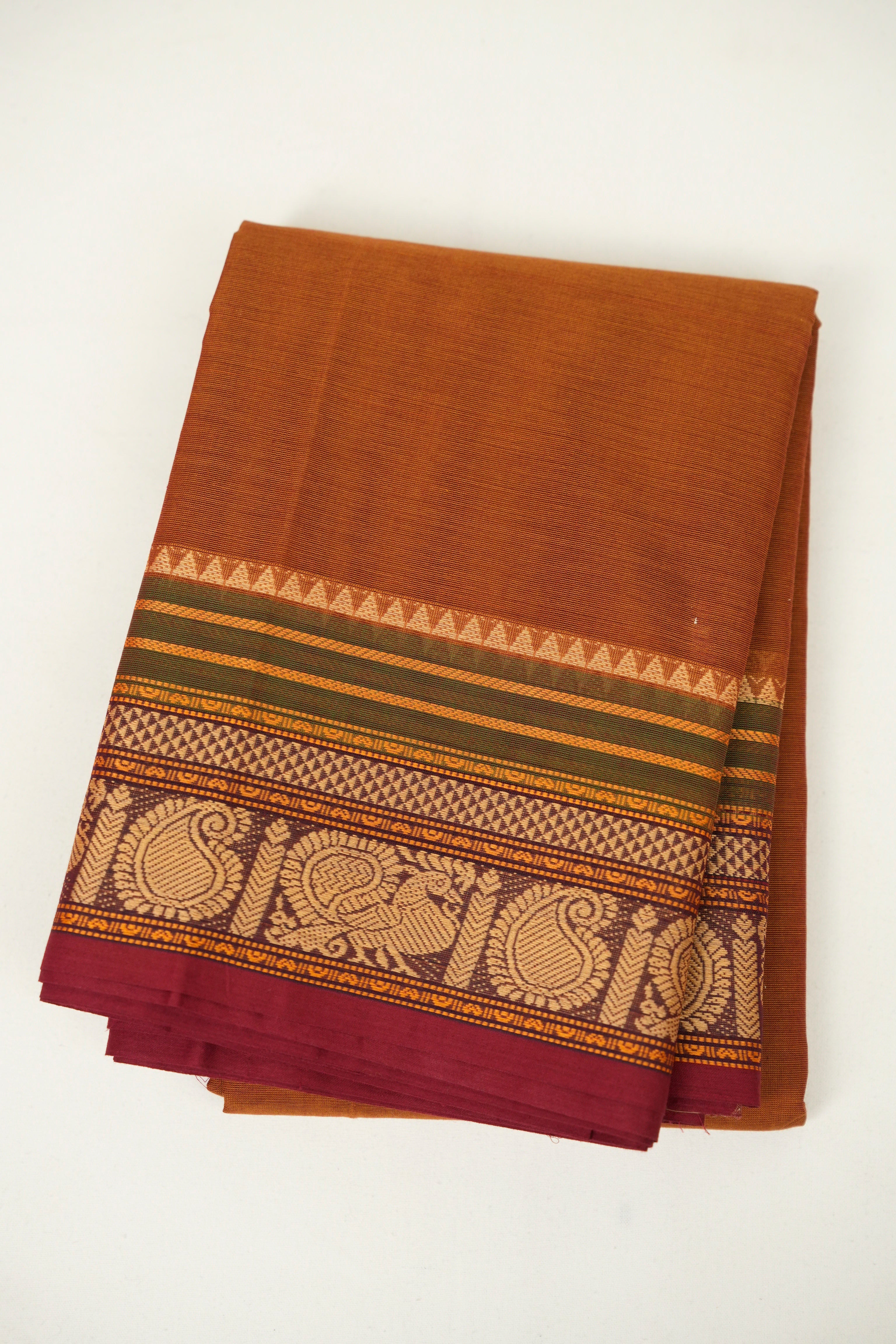 Brick Kanchi Cotton Saree - SRBKCS1479