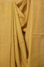 Golden Yellow Tissue Linen Saree With Tassels - SRGYTLS274