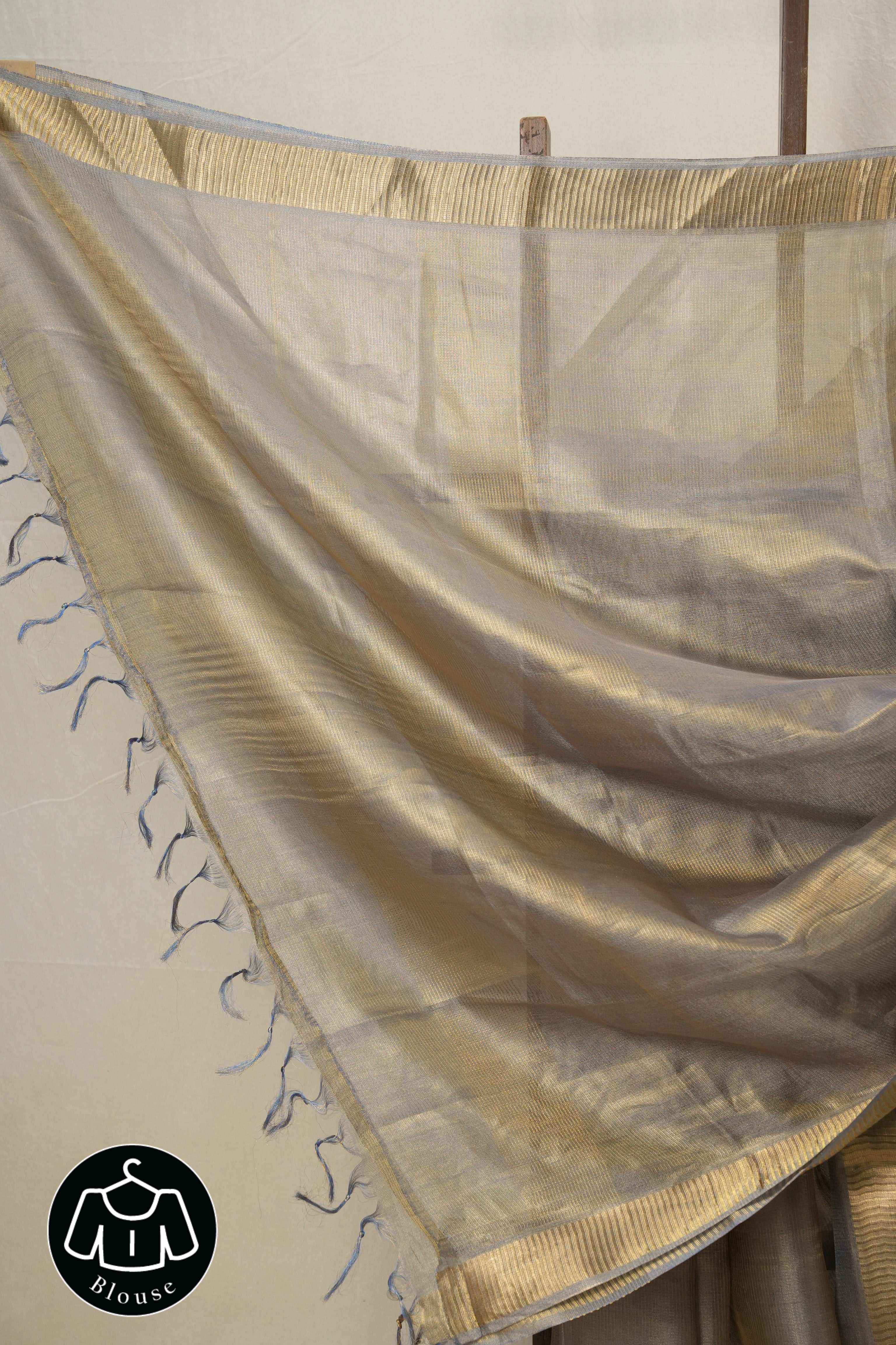 Golden Blue Tissue Tussar Silk Saree - SRGBTTSS538