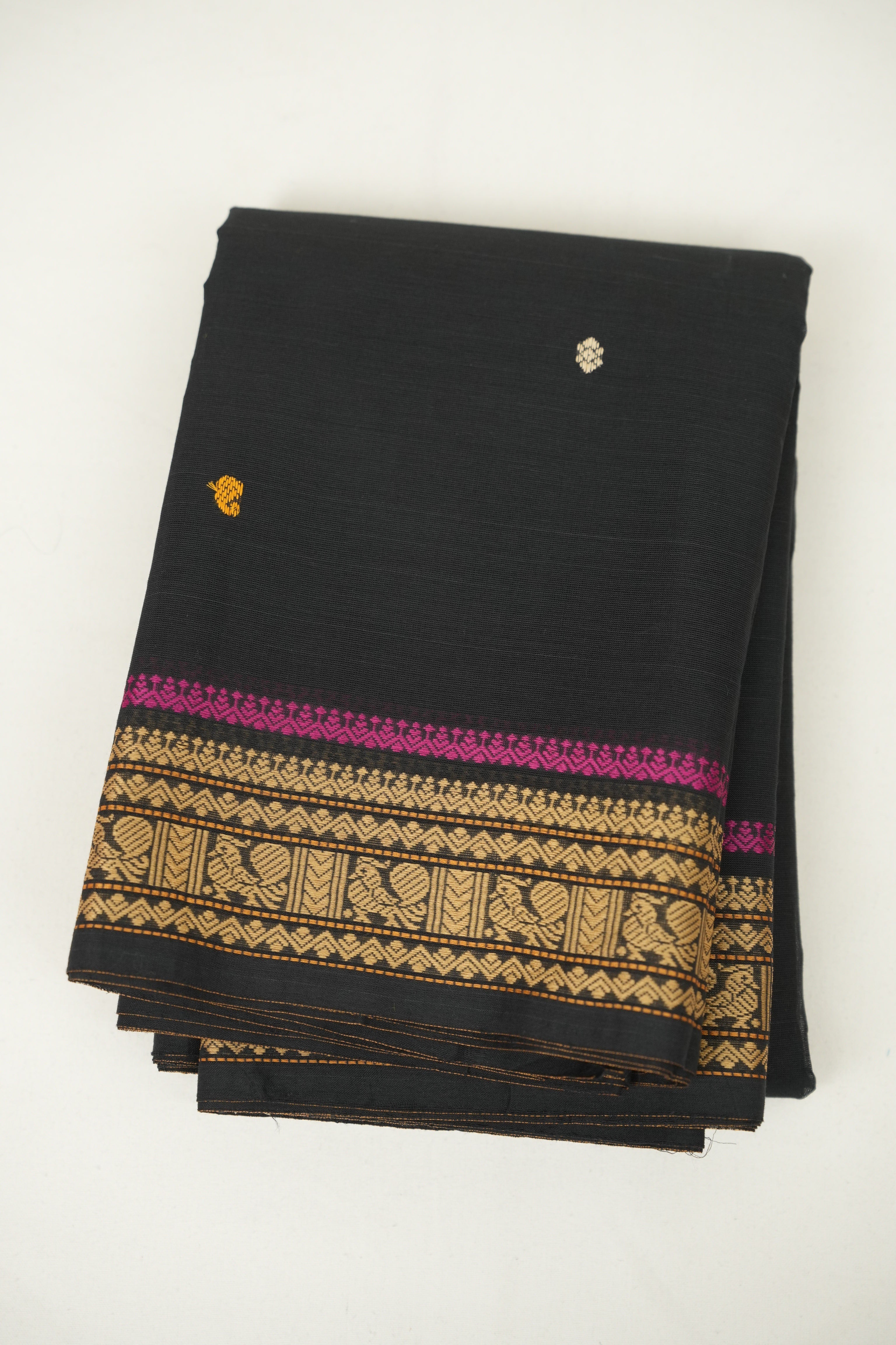 Black Kanchi Cotton Saree - SRBKCS1410