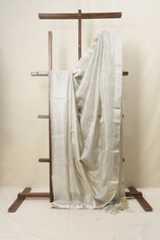 Silver Tissue Tussar Silk Saree - SRSTTSS537