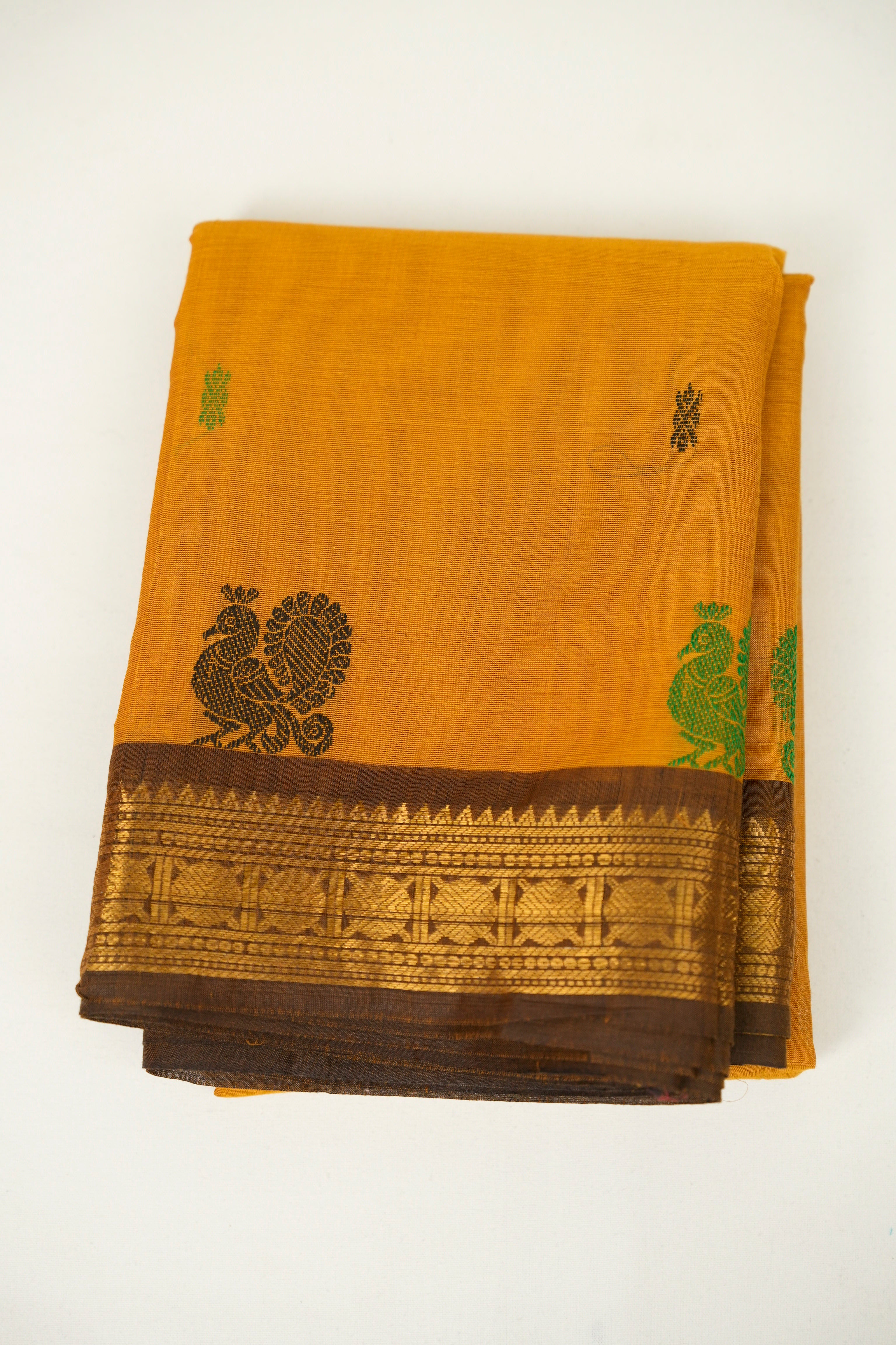 Mustard Kanchi Cotton Saree - SRMKCS1473