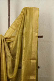 Olive-Gold Tissue Tussar Silk Saree - SROGTTSS530