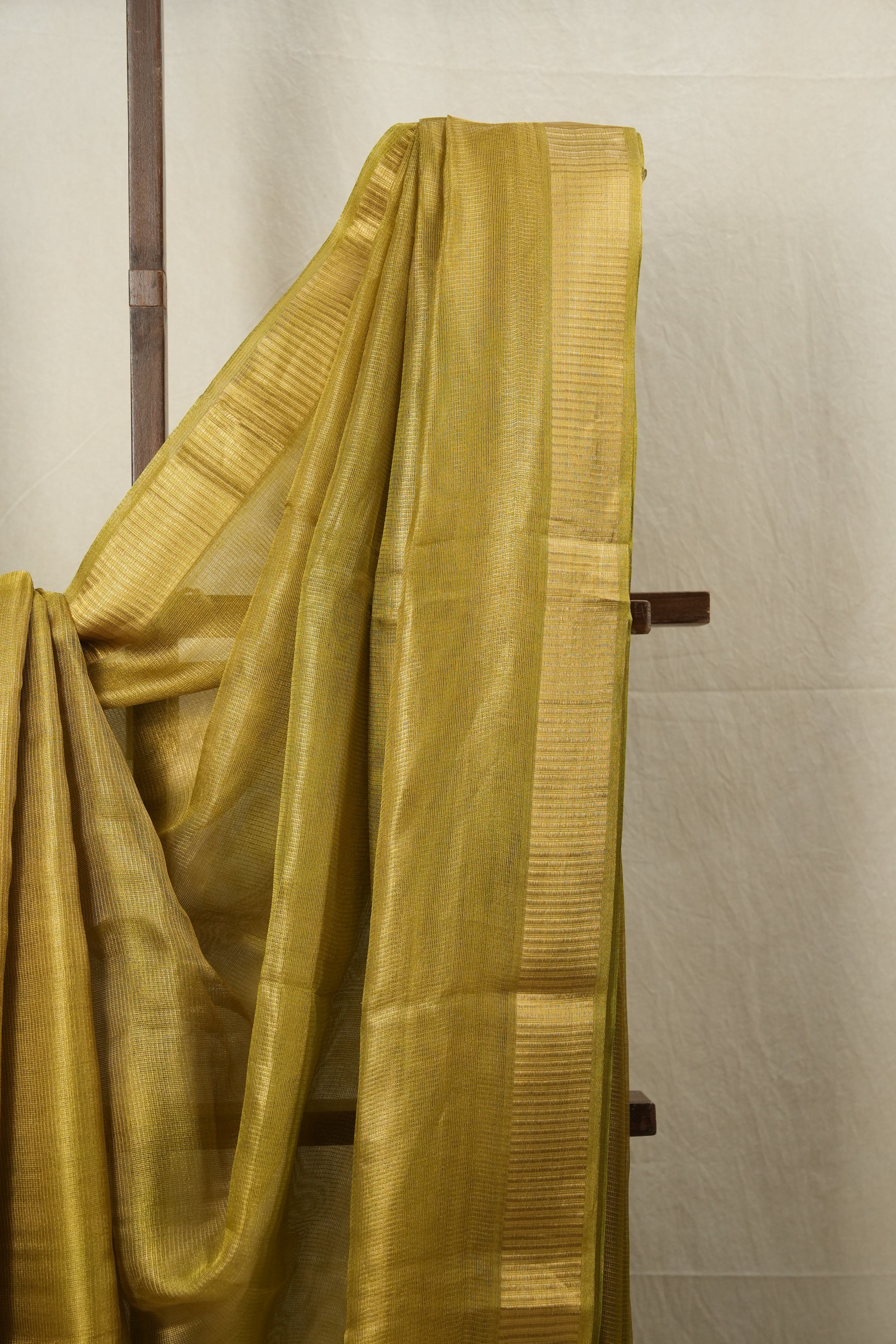 Olive-Gold Tissue Tussar Silk Saree - SROGTTSS530