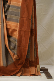 Orange Grey Cotton Saree - SROGCS3074