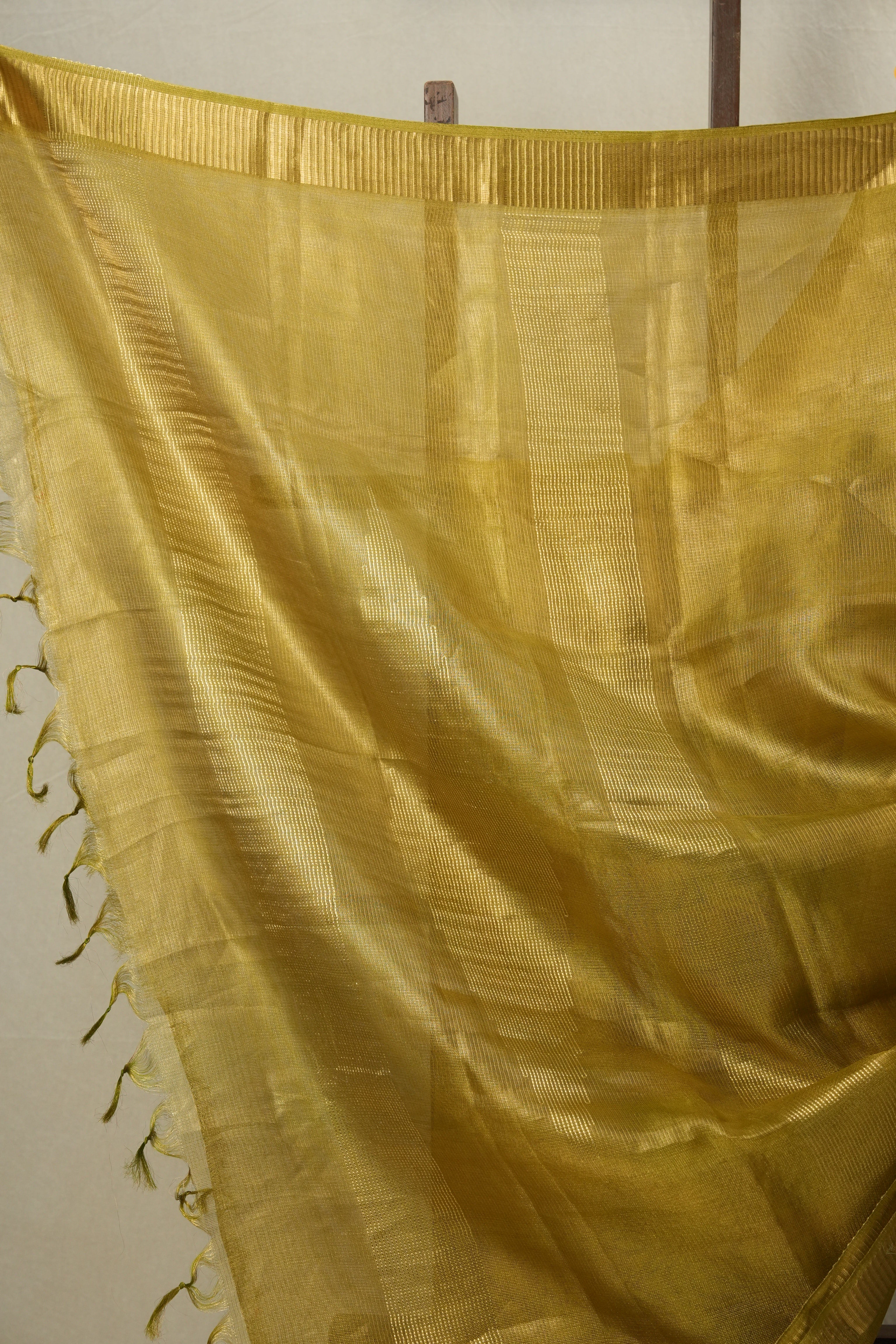 Olive-Gold Tissue Tussar Silk Saree - SROGTTSS530
