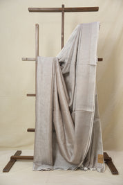Light Mauve Plain Tissue Linen Saree With Tassels - SRLMPTLS298