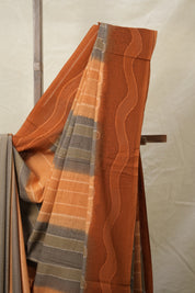 Orange Grey Cotton Saree - SROGCS3074