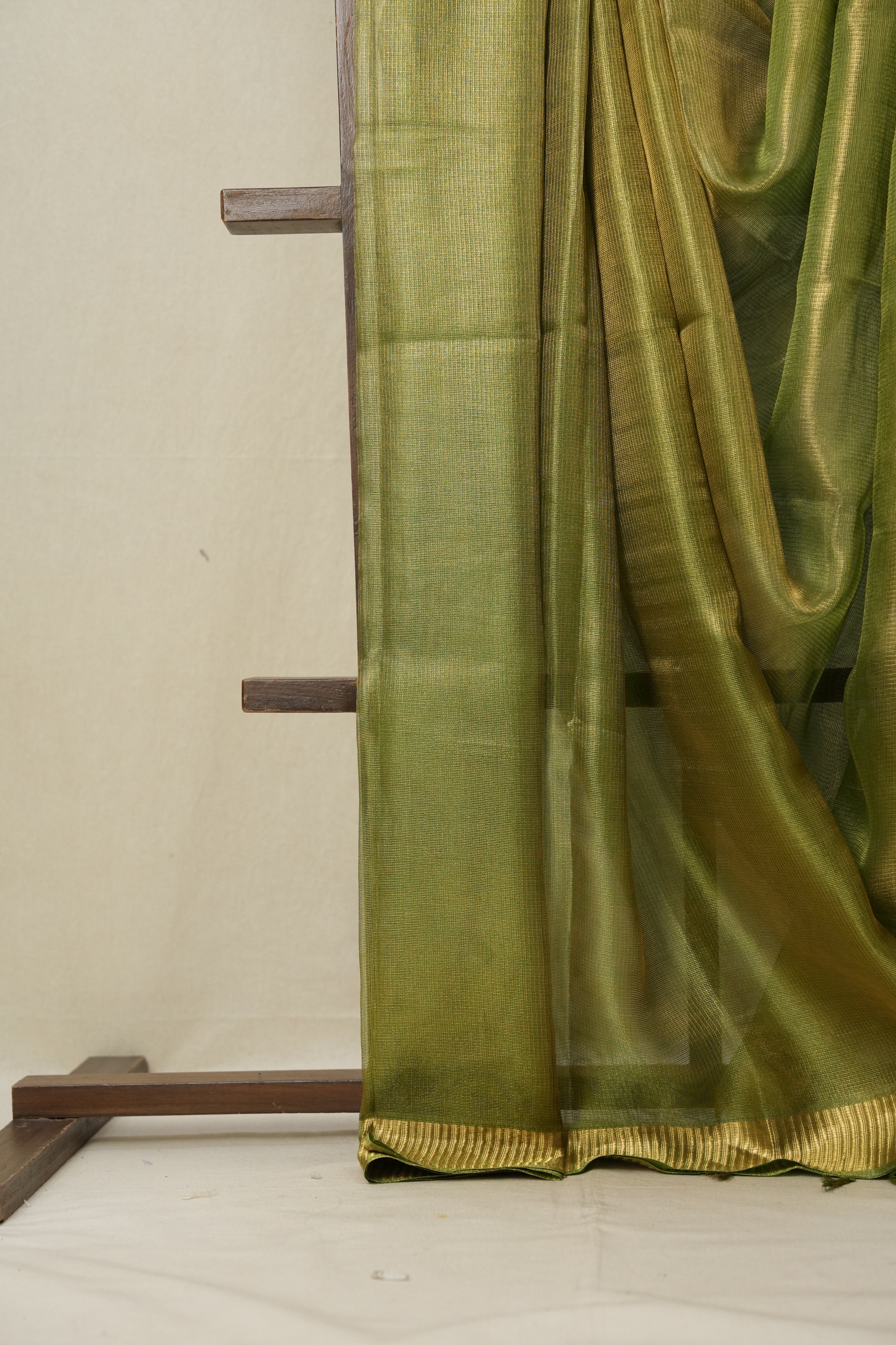 Green-Gold Tissue Tussar Silk Saree - SRGGTTSS529