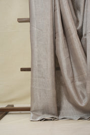 Light Mauve Plain Tissue Linen Saree With Tassels - SRLMPTLS298