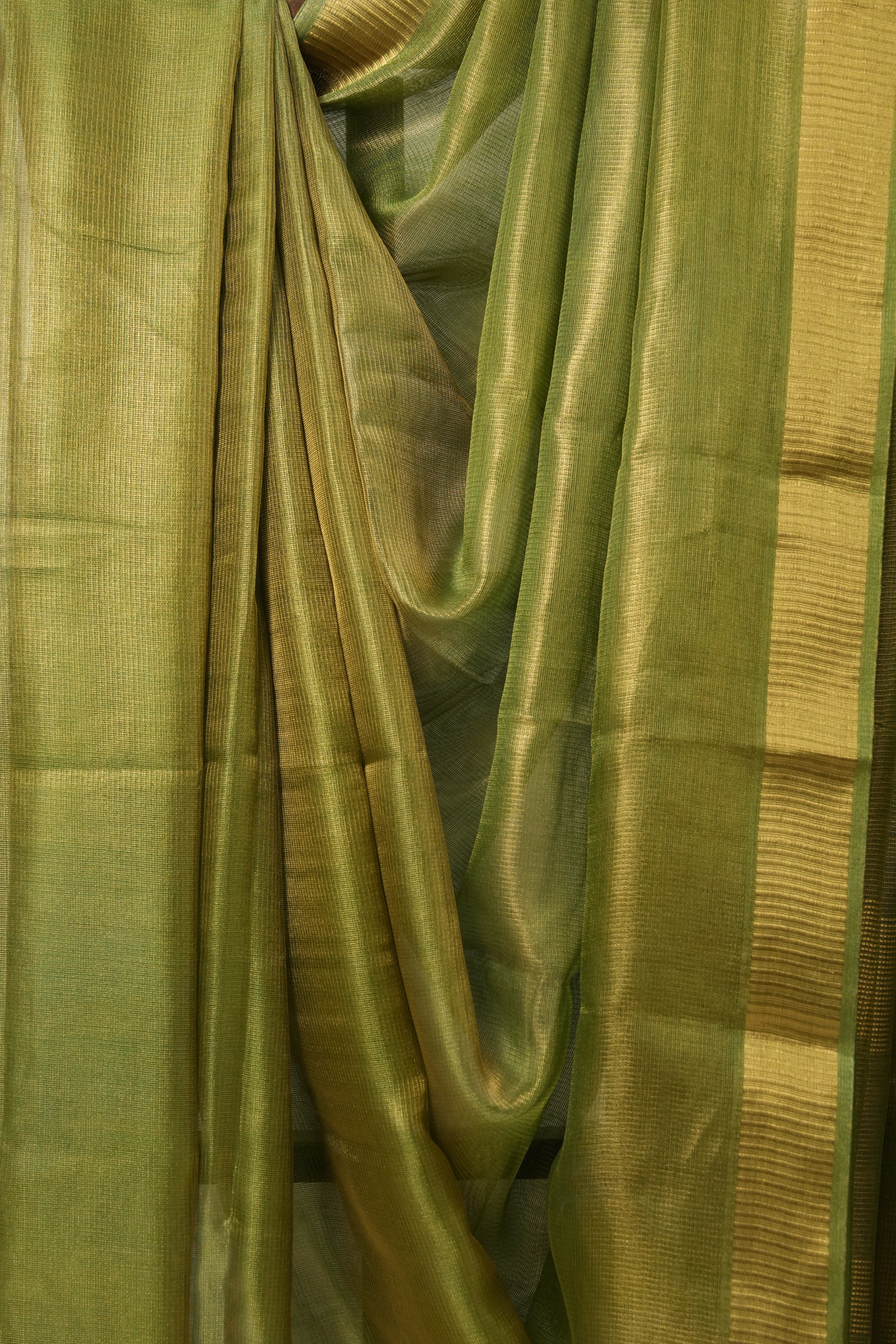 Green-Gold Tissue Tussar Silk Saree - SRGGTTSS529