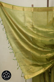 Green-Gold Tissue Tussar Silk Saree - SRGGTTSS529