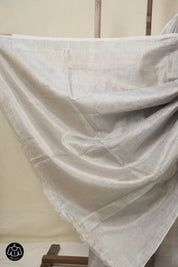 Light Mauve Plain Tissue Linen Saree With Tassels - SRLMPTLS298