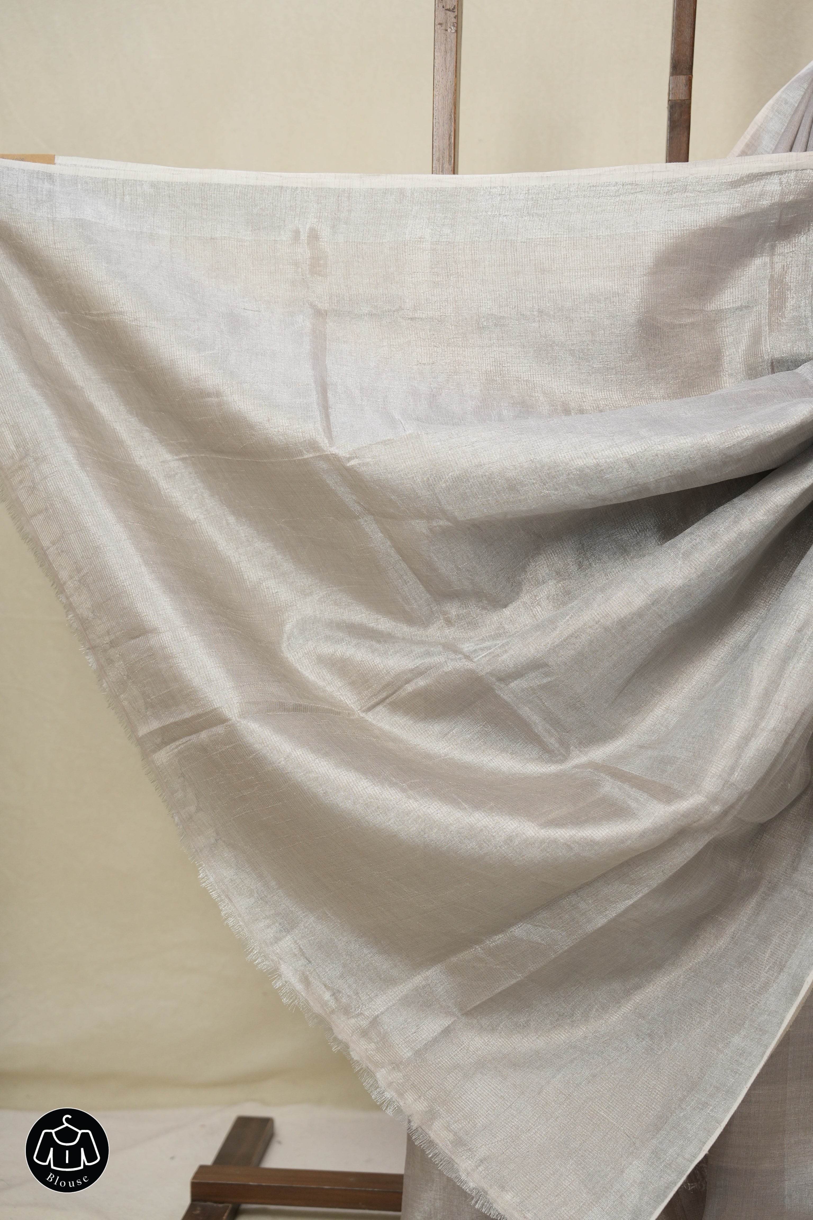 Light Mauve Plain Tissue Linen Saree With Tassels - SRLMPTLS298