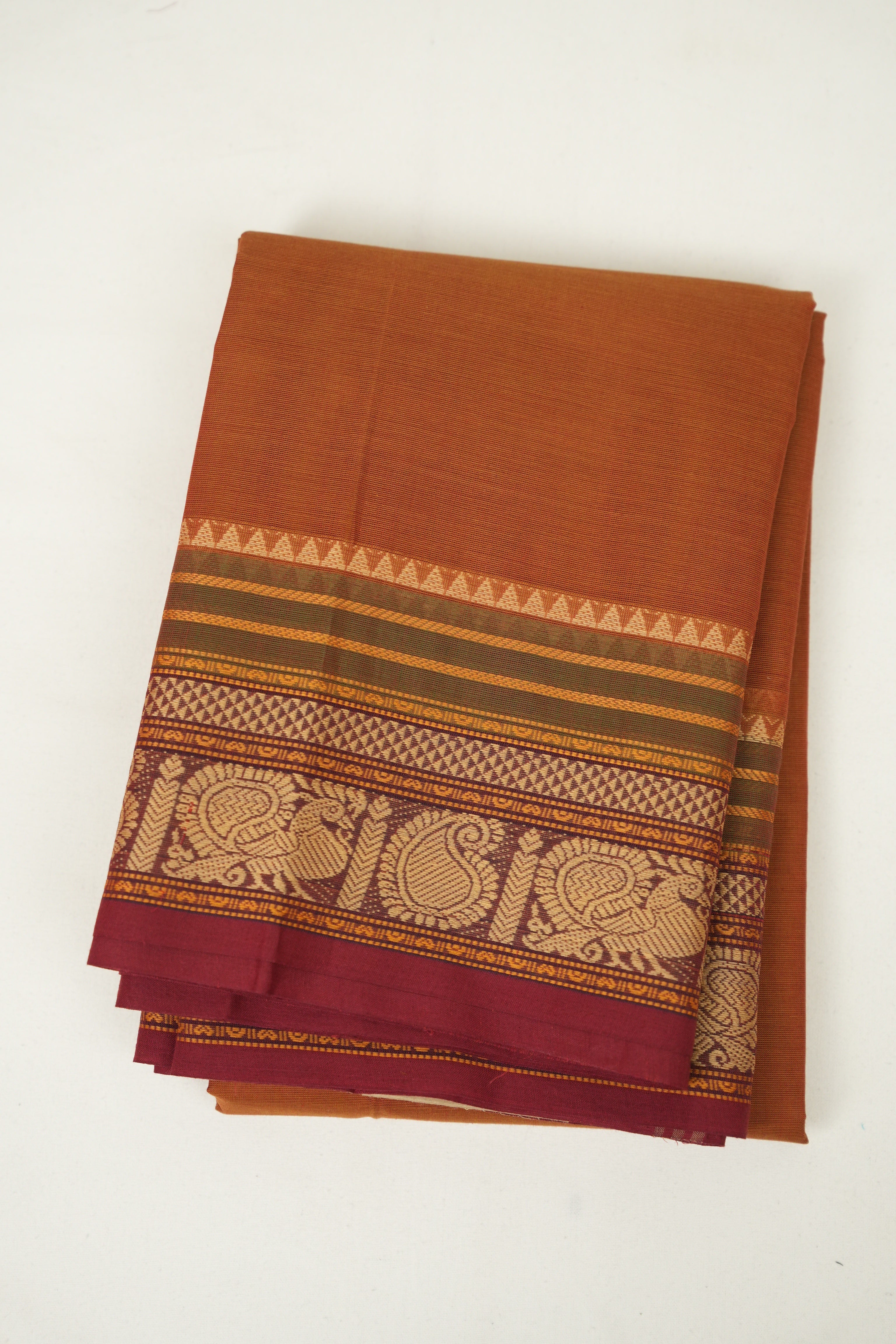 Brick Kanchi Cotton Saree - SRBKCS1487