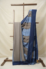 Indigo Blue Cotton Saree - SRIBCS3075
