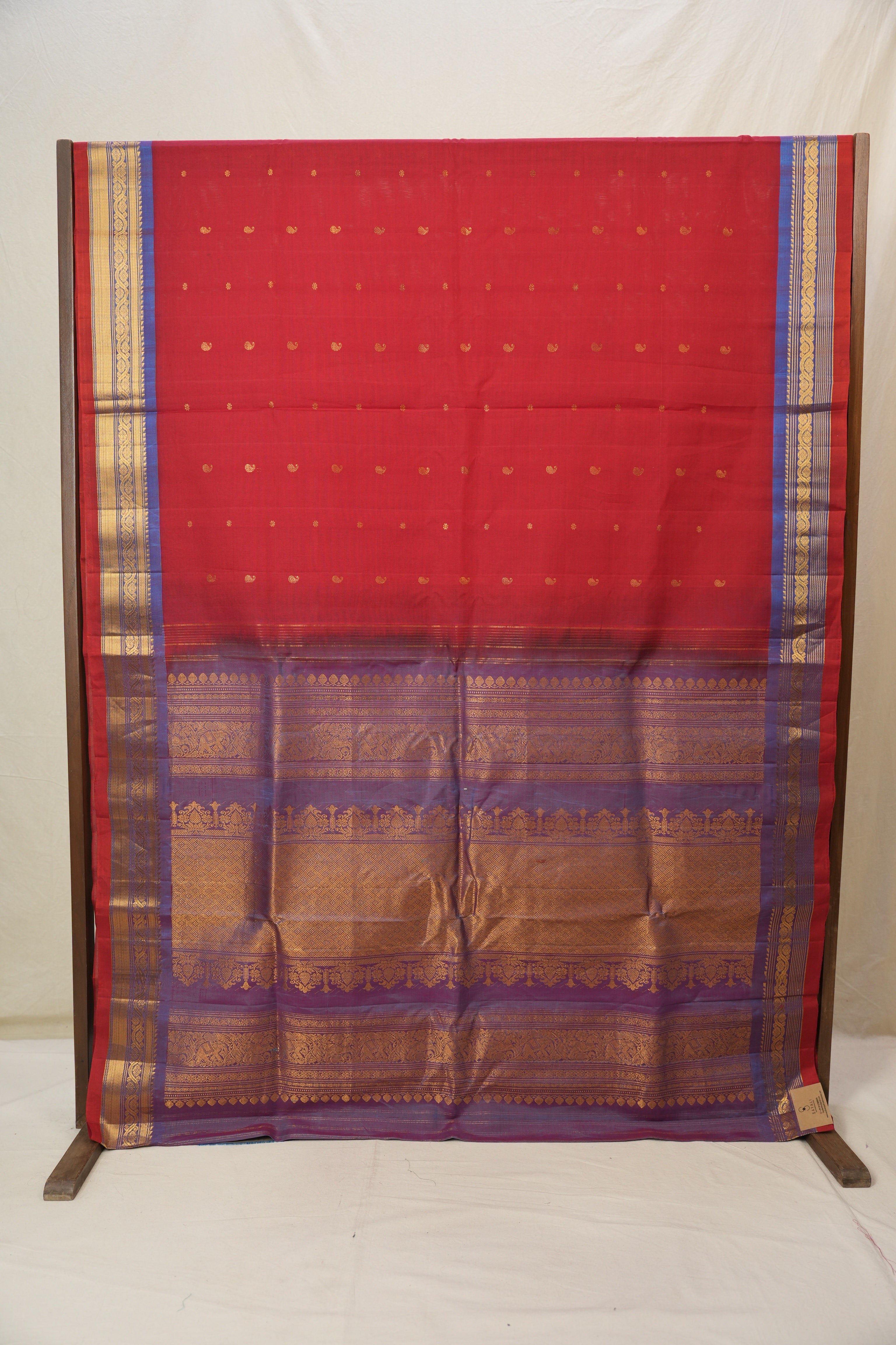 Red Gadwal Cotton Silk Saree - SRRGCSS189