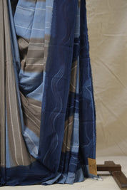 Indigo Blue Cotton Saree - SRIBCS3075