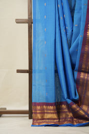 Blue Gadwal Cotton Silk Saree - SRBGCSS156