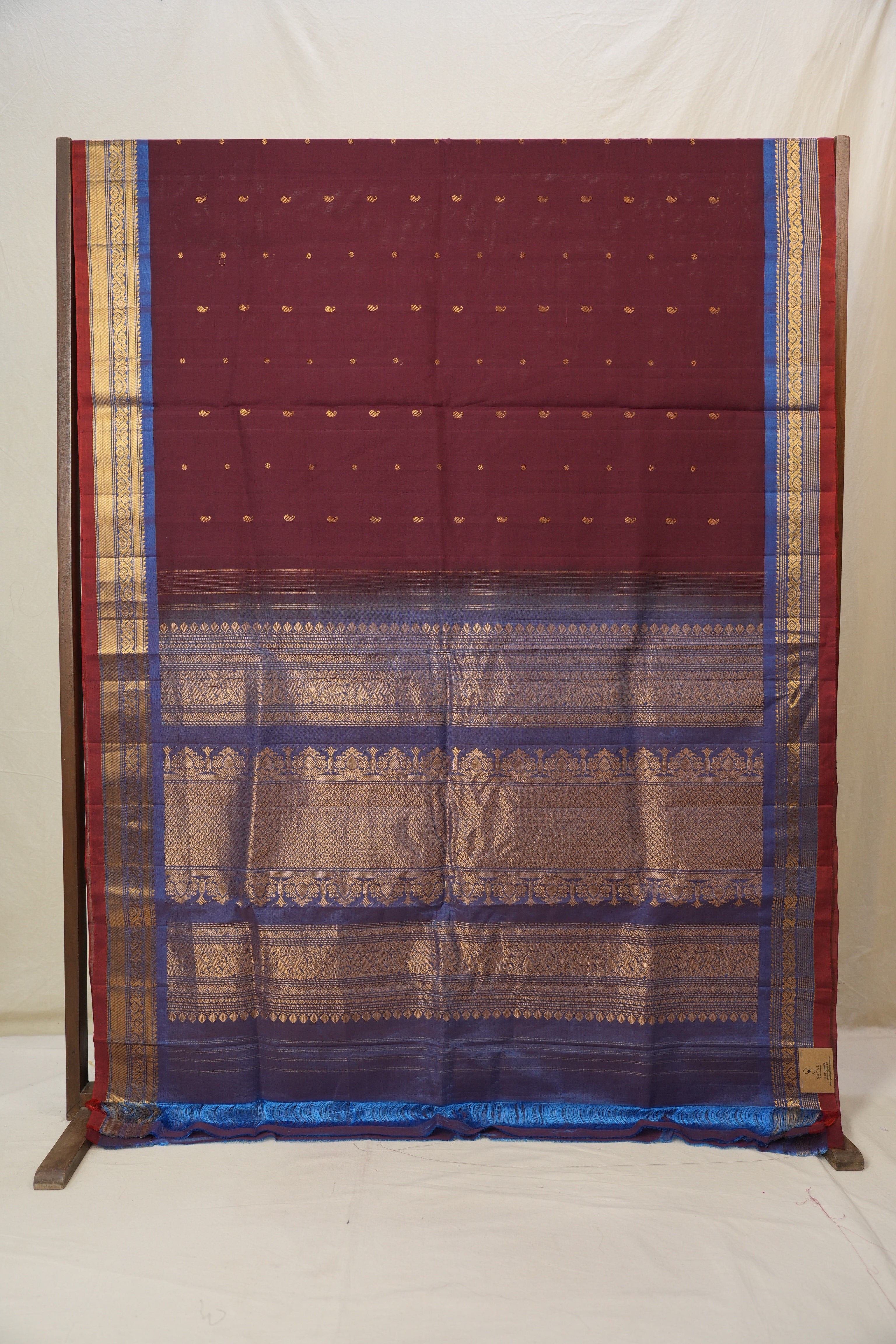 Wine Gadwal Cotton Silk Saree - SRWGCSS194