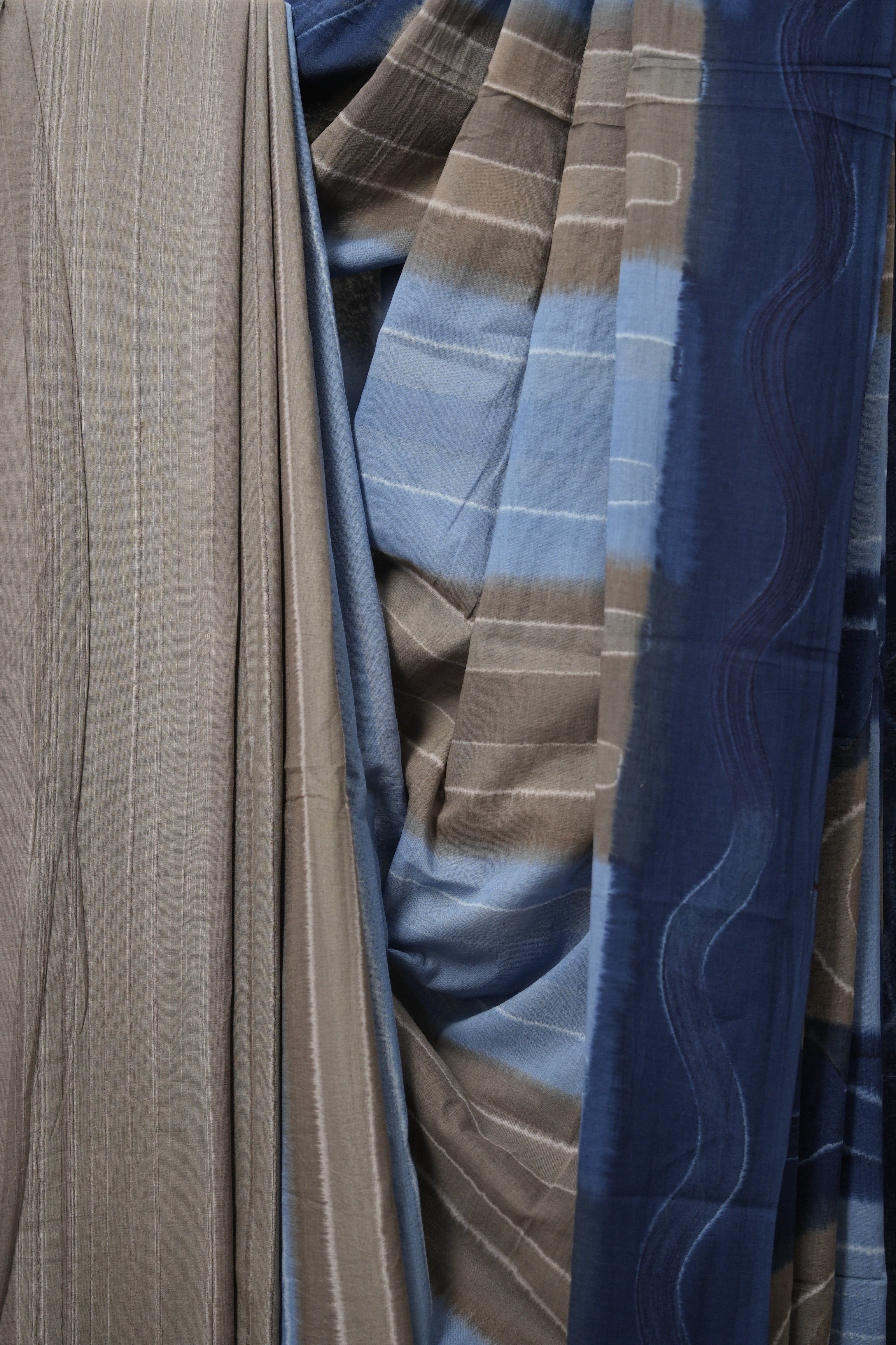 Indigo Blue Cotton Saree - SRIBCS3075