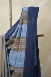 Indigo Blue Cotton Saree - SRIBCS3075