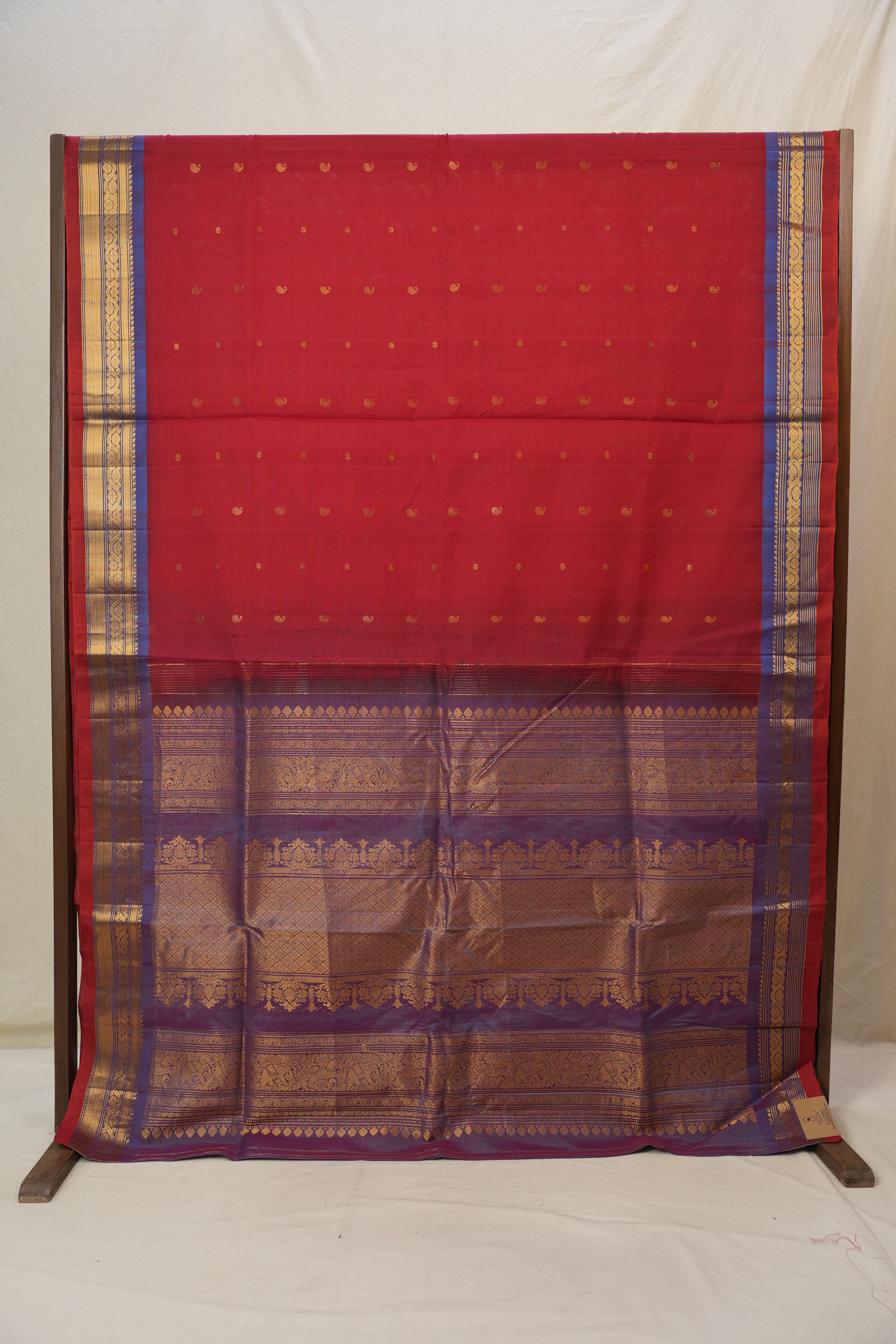 Red Gadwal Cotton Silk Saree - SRRGCSS187