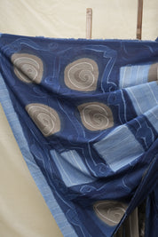 Indigo Blue Cotton Saree - SRIBCS3075