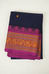 Navy Blue kanchi Cotton Saree - SRNBKCS1447