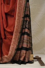 Red HBP Cotton Silk Saree With Chanderi Border - SRRCSS1393