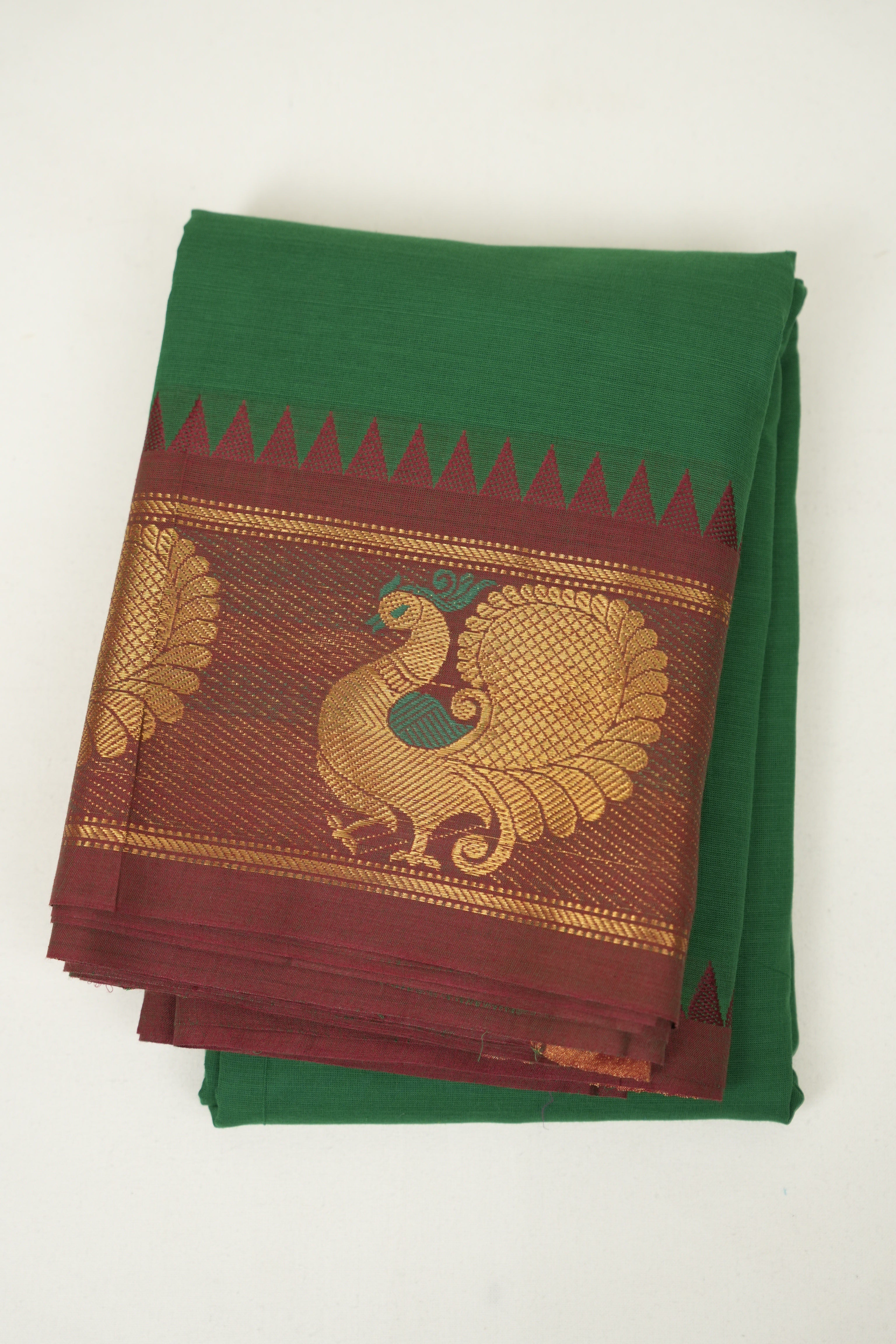 Green Kanchi Cotton Saree - SRGKCS1466