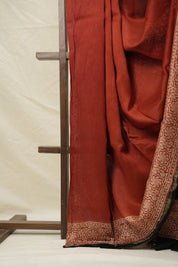 Red HBP Cotton Silk Saree With Chanderi Border - SRRCSS1393