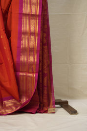 Red Gadwal Cotton Silk Saree - SRRGCSS149