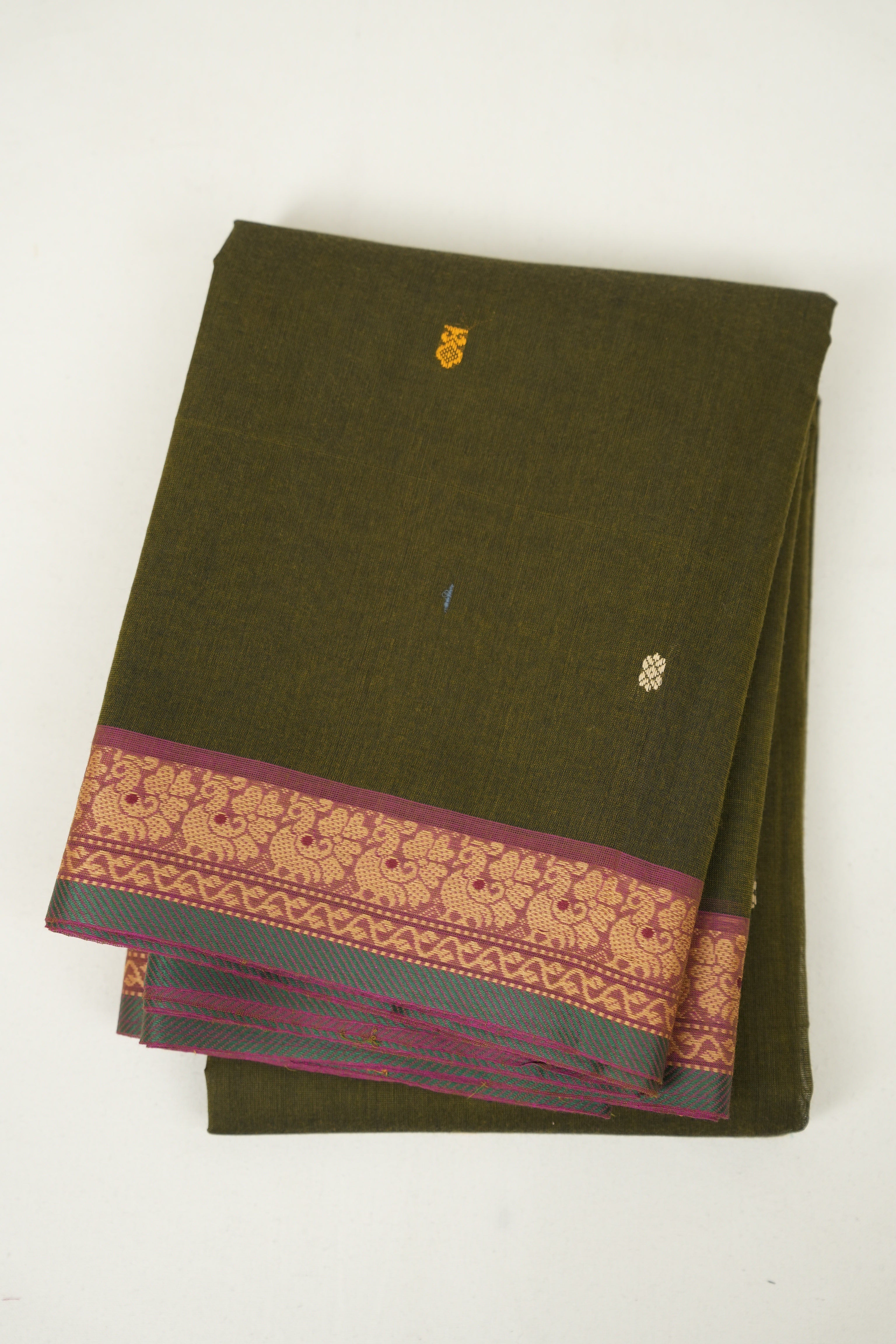 Mehendi Green Kanchi Cotton Saree - SRMGKCS1459