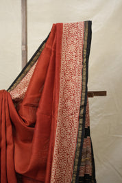 Red HBP Cotton Silk Saree With Chanderi Border - SRRCSS1393