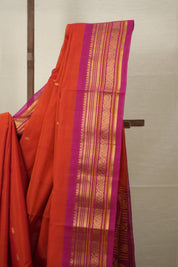 Red Gadwal Cotton Silk Saree - SRRGCSS149
