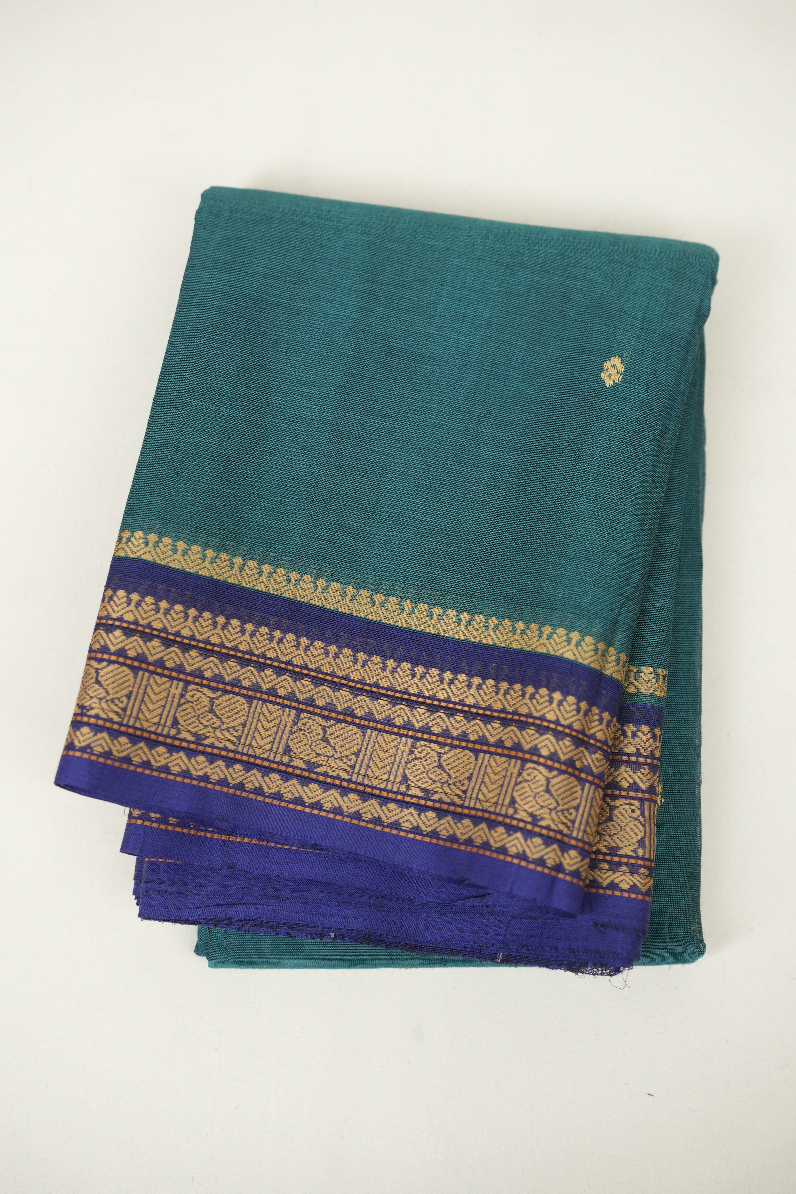 Peacock Blue Kanchi Cotton Saree - SRPBKCS1405