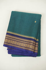 Peacock Blue Kanchi Cotton Saree - SRPBKCS1405